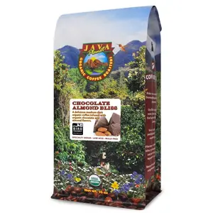 Low Acid Organic Coffee – Whole Bean, Mold-Free & Stomach Friendly by Java Planet, Chocolate and Almond, Medium Dark Roast, Arabica Gourmet Coffee Grade A, Smithsonian Bird Friendly, 1LB Bag