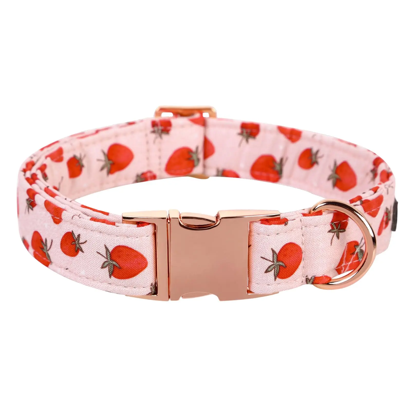 Lionet Paws Adjustable Strawberry Pattern Cotton Pet Collar - Multi-Size, Comfortable Alloy Anti-Slip Chew-Resistant Buckle, Detachable, Secure Fit for Dog & Cat Family Photos, Fun Look, Anti-Chew