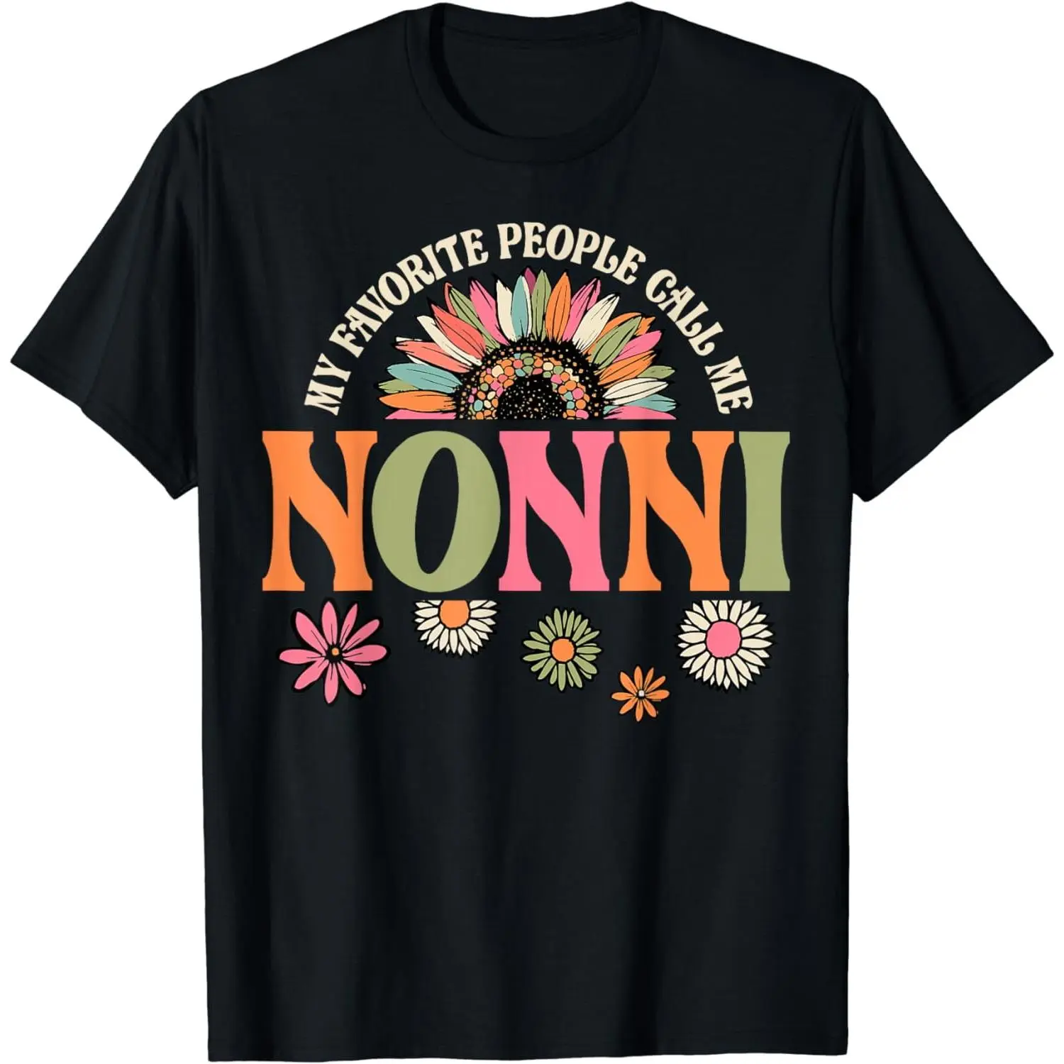 Cotton Short Sleeve My Favorite People Call Me Nonni Funny Retro Floral T-Shirt For Men Women