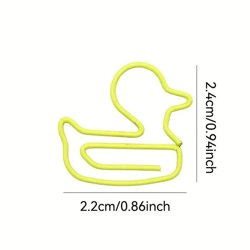 Office Stationery Rubber Duck Paper Clips - 20 Count, 2.4x2.2cm, Durable Design, Easy to Use, Adorable Look, Fun Shape, Desk Organizer Accessory