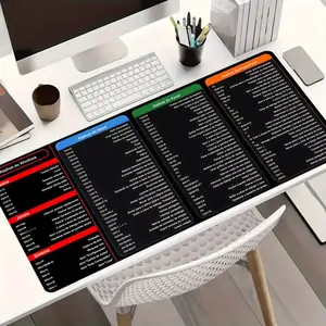 1pc Portuguese Keyboard Shortcut Cheat Sheet Large Gaming Mouse Pad, Extended XXL Desk Mat, Stitched Edge, Non-Slip Rubber Base, Great for Portuguese Speakers, Office Workers and Students