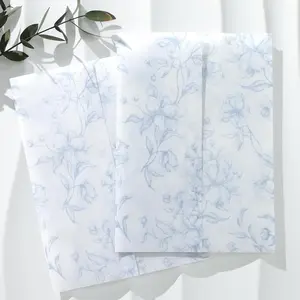100 Pack Pre-Folded Dusty Blue Grace Bloom Vellum Jackets for 5x7 Invitations, 115GSM Transparent Vellum Jacket for Vintage Themed Wedding & Events
