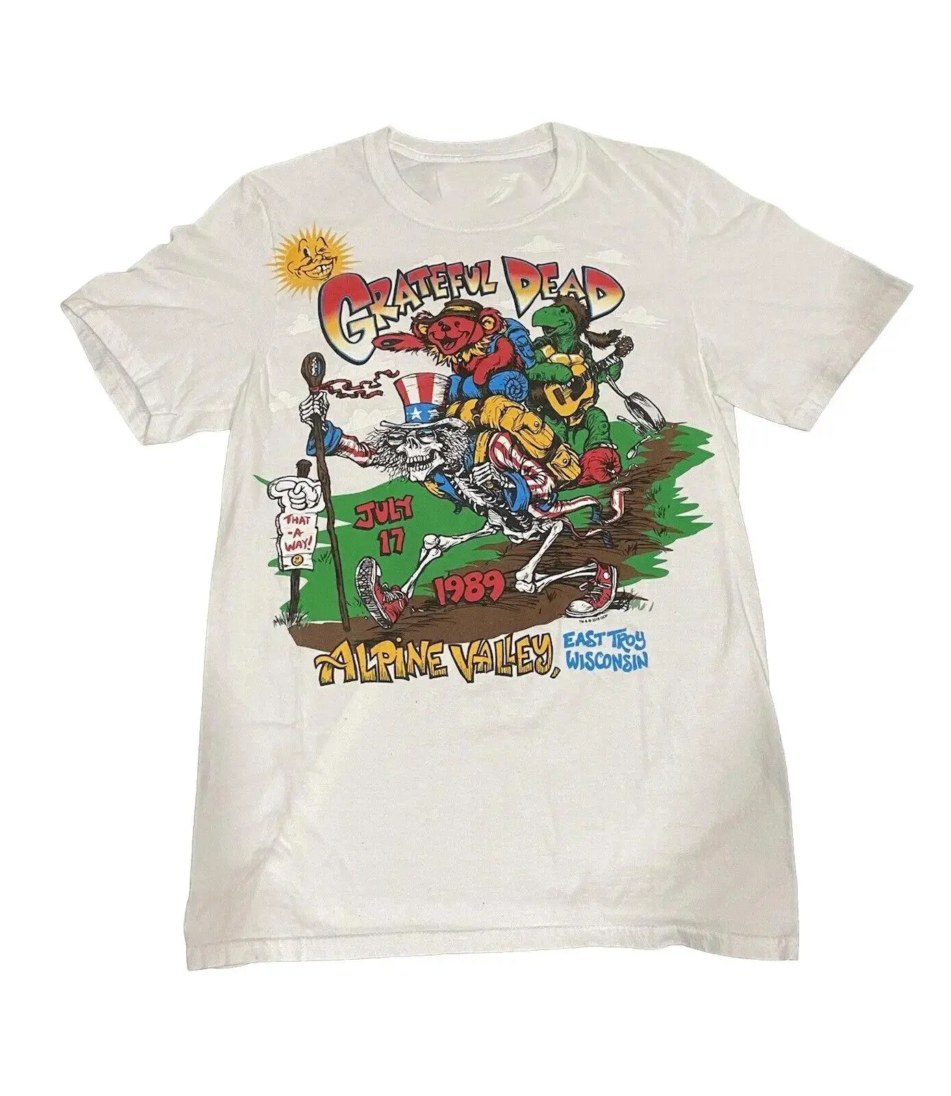 1989 Grateful Dead Band Alpine Valley Wiscosin Tour T-shirt One Side Unisex Cotton Menswear Top Tee
