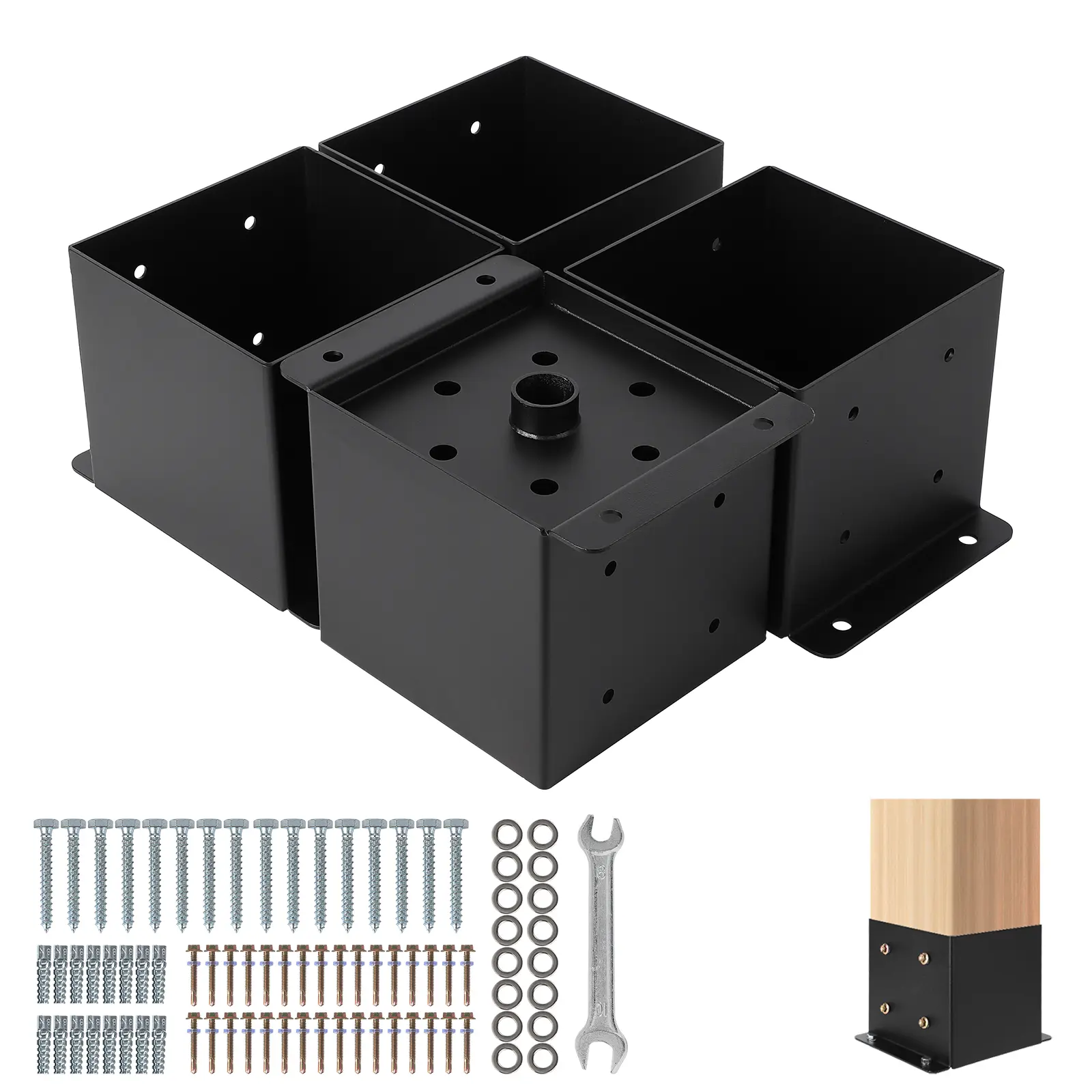 🏗️ Lock your posts down for good. 6x6 Carbon Steel Post Base, 4-Pack with Rust-Proof Screws—deck, pergola & gazebo ready.