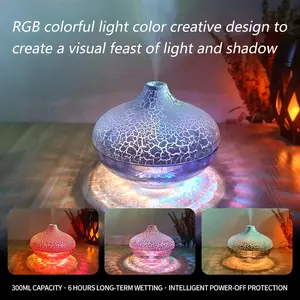 300ML Colorful Air Humidifier, Portable USB Desktop Mist Humidifier with LED Night Light, Household Ambient Light Air Humidifier for Bedroom, Study, Living Room