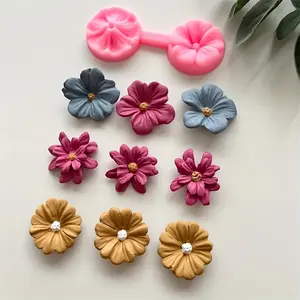 1Pc Flower Press Silicone Mold Polymer Clay Floral Roses Flowers Earrings Pendant Making Polymer Clay Craft Making Molds Silicone Mold