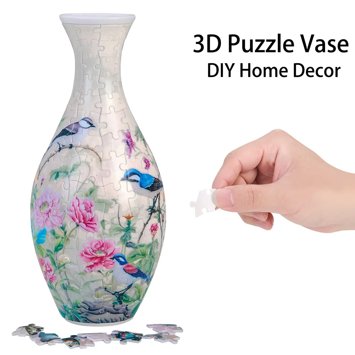 Unique 3D Puzzle Vase for Adults, Creative Floral Design, 160 Piece Jigsaw Puzzle, Ideal Birthday and Holiday Gift, Crafts, Art Puzzles Gift