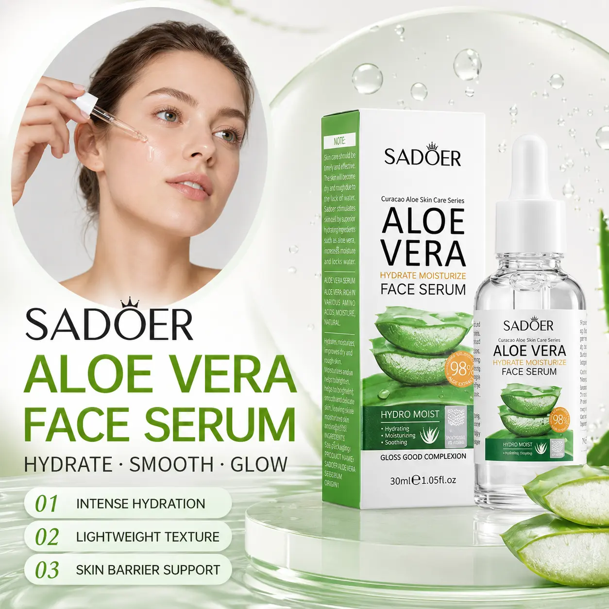 Aloe Vera Amino Acid Cleansing Mousse, Oil Control & Firming, Makeup Remover, Moisturizing, Suitable for Neutral & All Skin Types