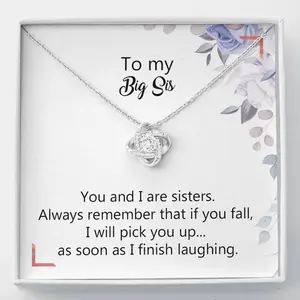 To My Big Sister Necklace SS9e Silver Pendant Charm with Meaningful Message Card Inside, Gift for Best Friend from Lil Sis