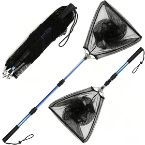 Fishing Net with Long Robust Telescopic Handle for Freshwater and Saltwater,Extend to 50.8 Inch,Foldable Nylon Mesh Landing Net accessory