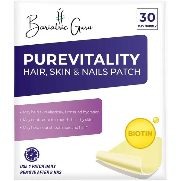 Bariatric Guru PureVitality Hair Skin Nails Transdermal Patch with Sea Moss Biotin Vitamins A C E & Zinc 30 Count Daily Beauty Support Topical Supplement Alternative to Pills Gummies