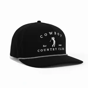 Cowboy Country Club Golf Hat - Golfer Roped Hat – Black Cowboy Country Club Edition | Structured Snapback with Western Golf Vibes