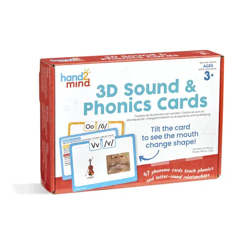 hand2mind 3D Sound and Phonics Cards, Phonemic Awareness, Phonics Flash Cards, Letter Sounds for Kindergarten, Speech Therapy Toys, ESL Teaching Materials, Science of Reading Manipulatives