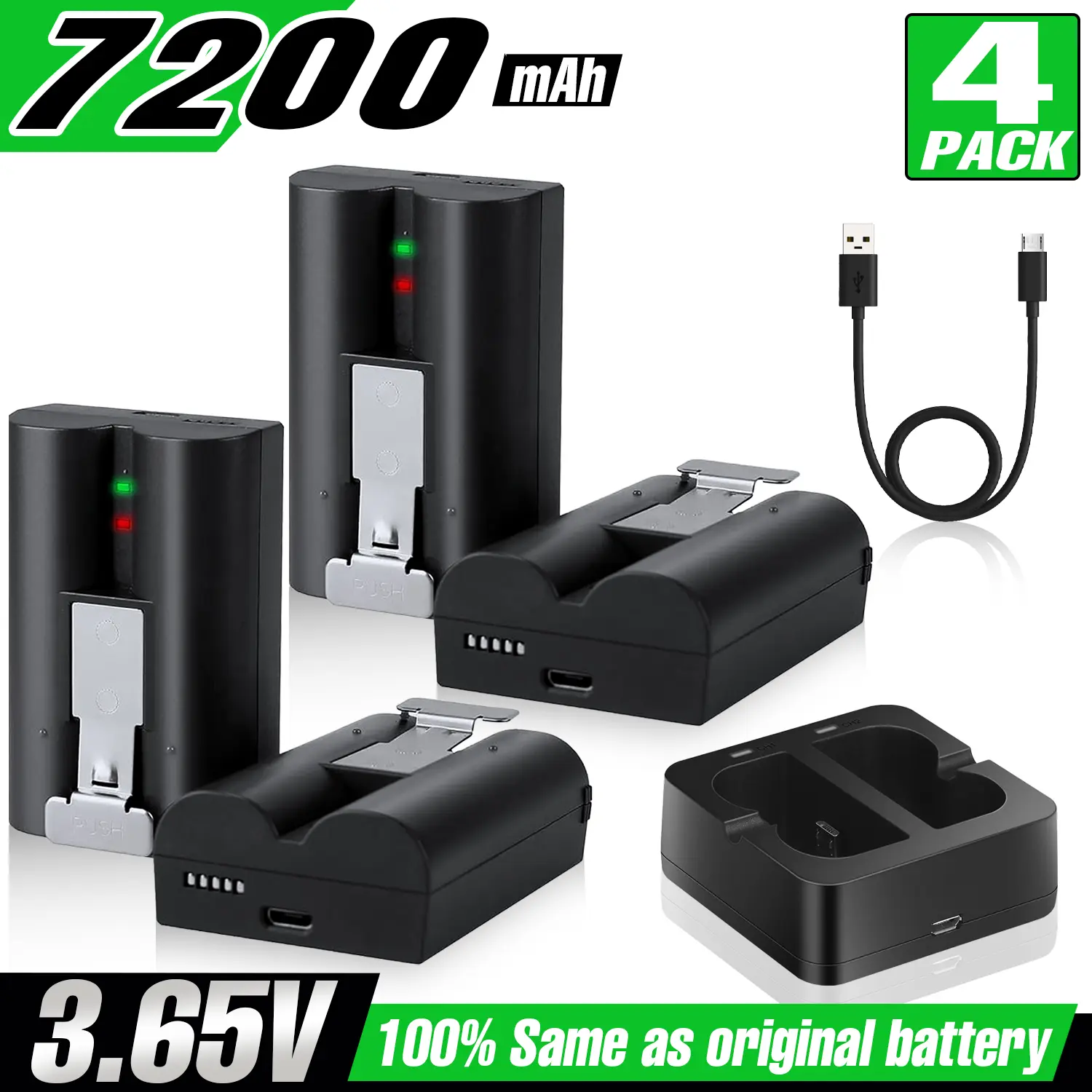 Never Climb Ladders Again! 2-Pack 7200mAh Wireless Rechargeable Battery for Ring Doorbell Gen 2/3/3+/4 & Cameras - Long Runtime, Fast Charging, Overheat Safe