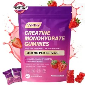 VYHTHY Creatine Gummies – Enriched with Collagen, Hyaluronic Acid, Biotin, Zinc & Folic Acid – Support Muscle, Skin, Hair & Nail Health – Sugar-Free Daily Gummies