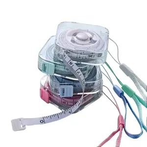 1 Pack Square Transparent Soft Tape Measure, Dual-Scale 79 Inch/ 200 CM, Mini Ruler with Lanyard and Push Button for Cloth Sewing, Fabric & Body Measurement