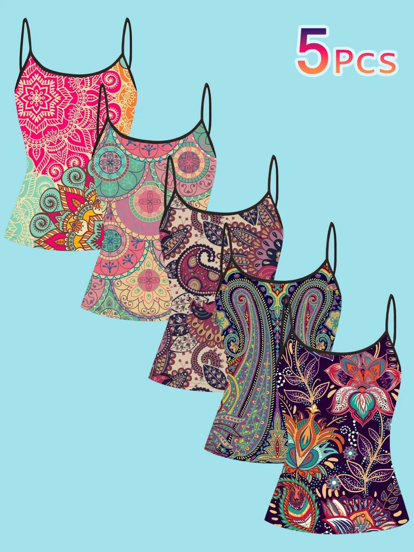 Women's Ethnic Paisley Printed Strapless Sleeveless Top, Vintage Mandala Backless Vest, Casual Slim Fit Bohemian Fashion Blouse for All Seasons