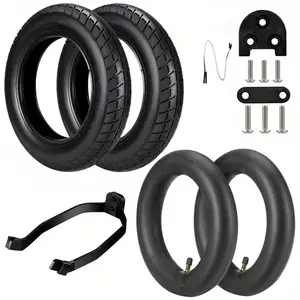 10 Inch Tire Modification Kit For Xiaomi M365 Pro Electric Scooter, 10 Inches Inner Tube And Outer Tire Set For Mi Mijia Electric Scooter, 10 x 2 Front And Rear Modified Tyre With Rear Mudguard Bracket And Support Spacer Kickstand Spacer
