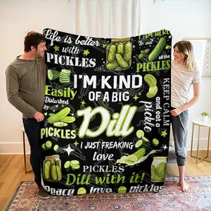 Super Soft Cucumber Print Blanket, Cozy Flannel Wool Throw, Polyester Knit, Perfect for Camping, Office Naps, Dorms, Gifts