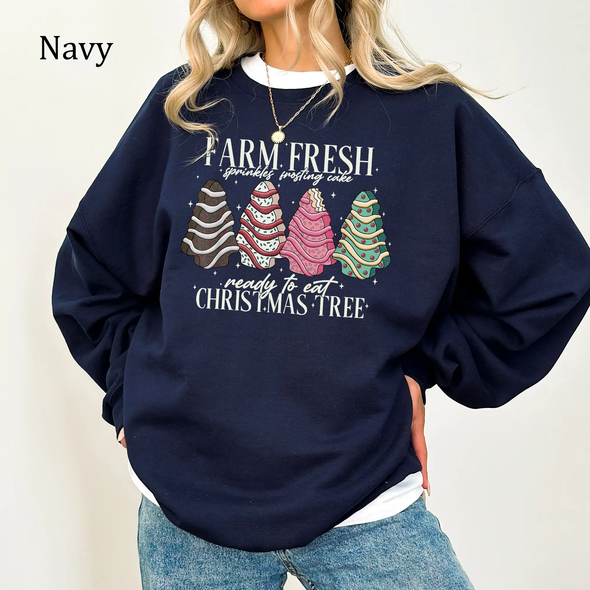 Farm Fresh Christmas Tree Cakes Sweater, Cute Christmas Tree Cake Christmas Outfits, Xmas Retro Gifts, Ideal Christmas Present, Women's Gifts, Casual Womenswear, Unisex