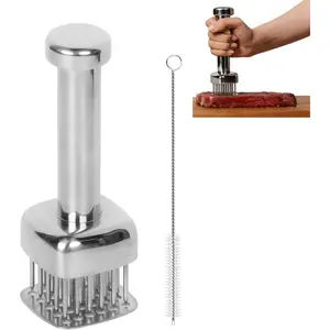 Meat Tenderizer Tool, with 28 Needles & Retractable Safety Guard, 304 Stainless Steel Meat Tenderizer, for Tenderizing Beef, Turkey, Chicken, Steak, Dishwasher Safe