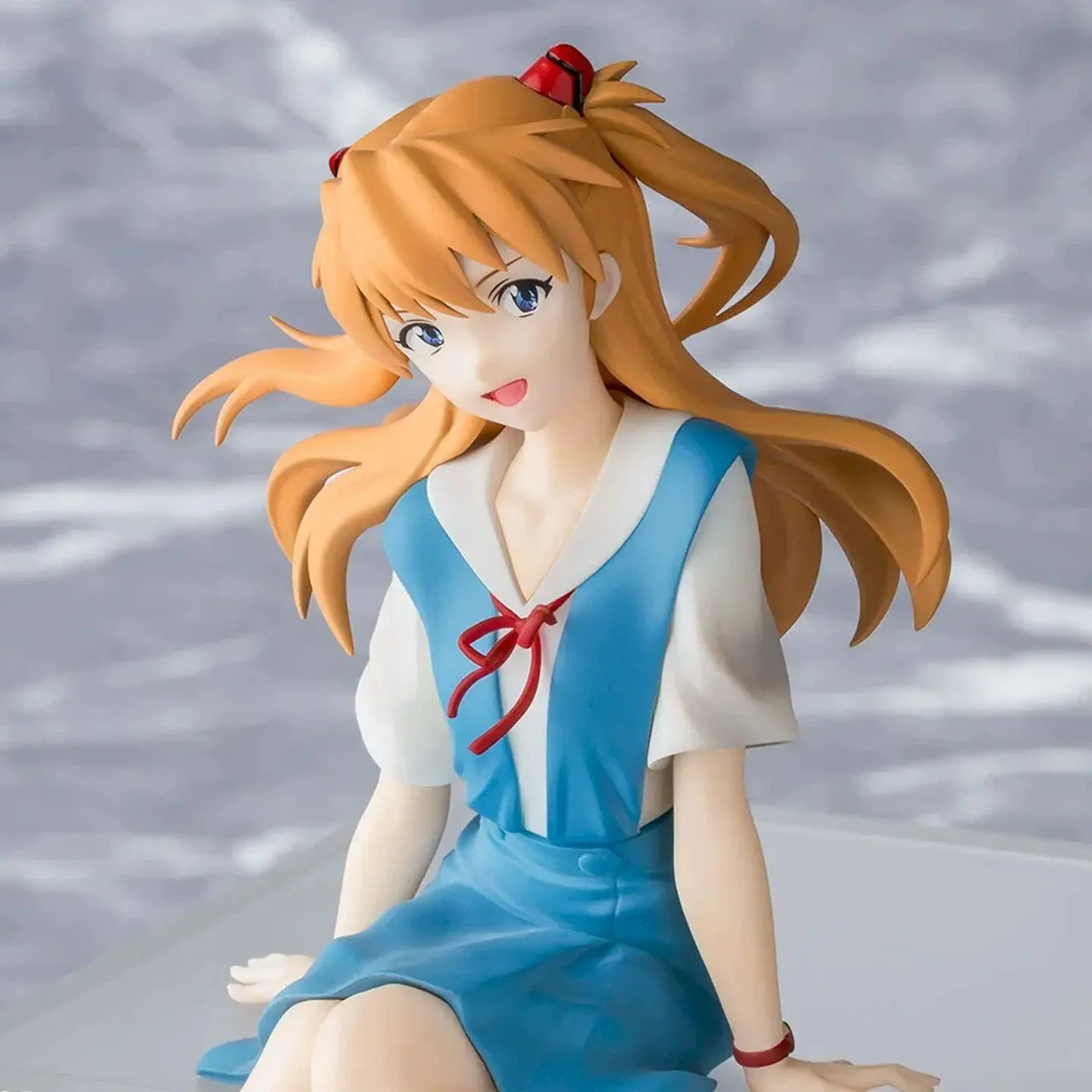 Rei Ayanami & Asuka School Uniform Sitting Pose Anime Figures – Noodle Cup Lid Weights / Car Dashboard Ornaments / Toys