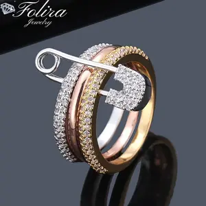 3 color ring detachable ring female personality micro inlaid zircon pin ring