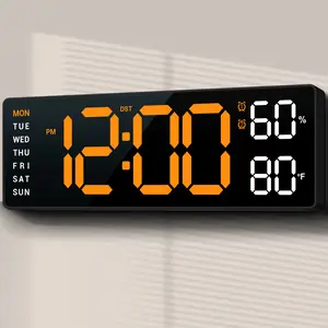 10" Digital Wall Mount Clock, Alarm, Big LED, DST, Temperature for Living Room Classroom  Desk and Humidity Sensor, Xmas, Birthday Gift for Senior Mom Dad，Christmas Gift, House Warming Gifts New Home Decor Light Set