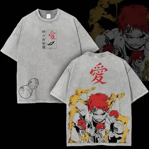 Limited Edition Sunagakure no Gaara - Naruto Shippuden Anime Double Printed Oversize Lightweight Acid Washed Tee, Gift For Anime Fans and Lovers , Naruto Merch , Gaara Fan BP9
