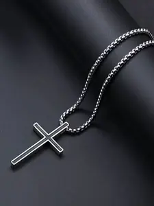 Minimalist Cross Pendant Necklace Titanium Steel Waterproof Unisex Jewelry
