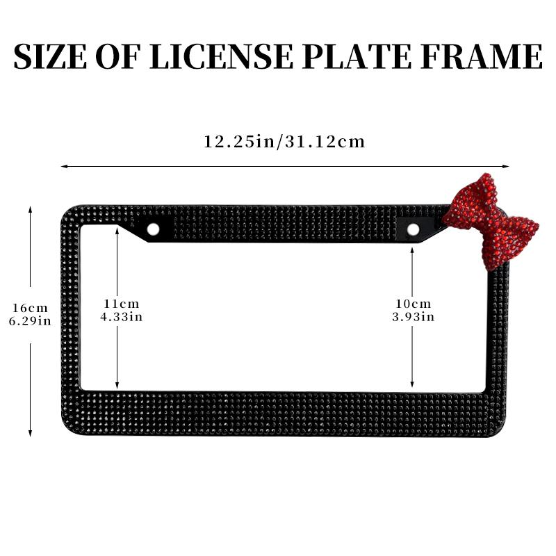 Rhinestone Bow License Plate Frame - 1 pcs!  Fun car accessories & essentials for women. Affordable & stylish multi-color. c