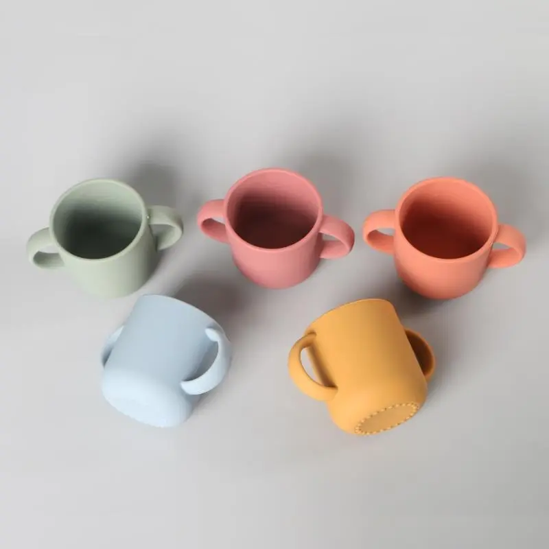Silicone Cup With Two Handles, Bpa Free, Animal Embossed Drinking Cup