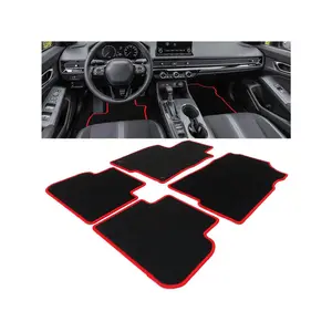 4PCS Car Floor Mats Compatible With 2022-2024 Hondas' Civic Sedan & Hatchback & 2023-2024 Acura Integra, Interior Front Rear Beige Nylon Car Mat Carpets Replacement