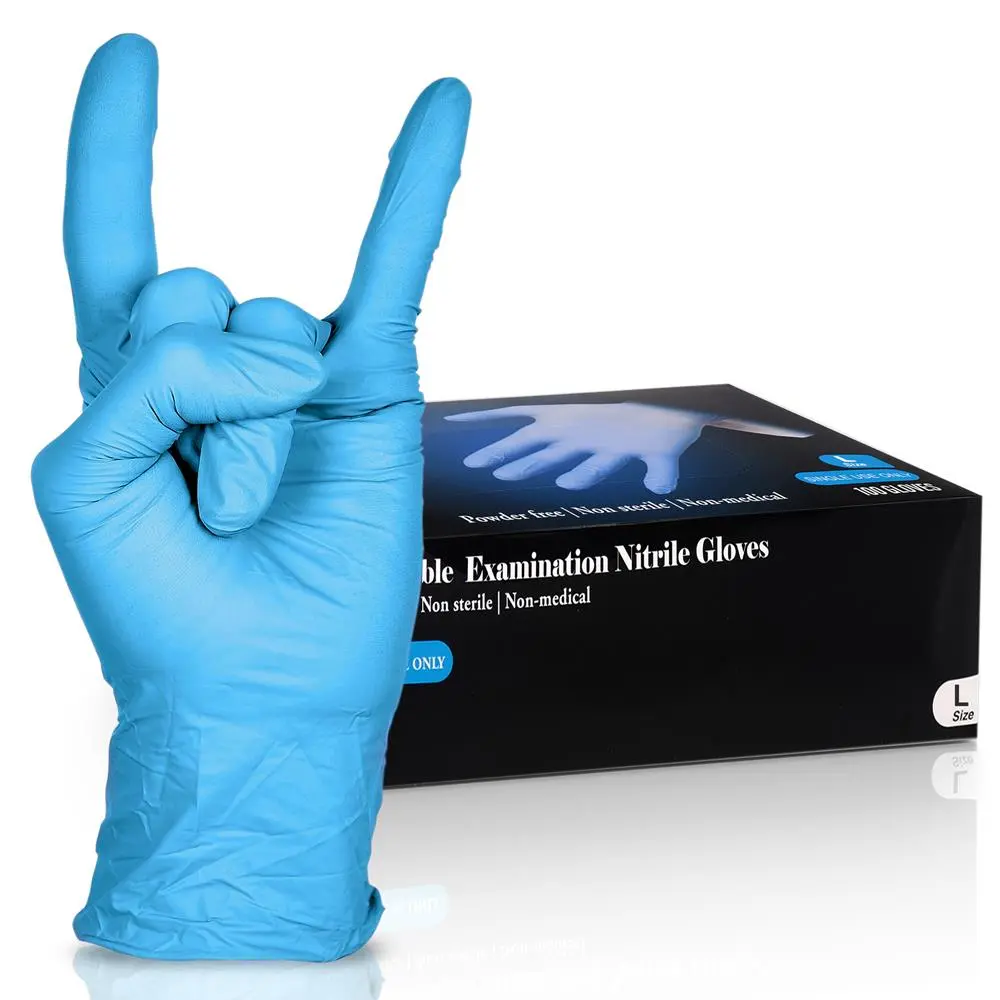 100-Pack Nitrile/Vinyl Industrial Gloves - Large | Non-Sterile Gloves Latex-Free Disposable Gloves - Puncture-Resistant Cleaning Gloves with Textured Grip - Perfect for Household, Motor Vehicles & Food Service Use