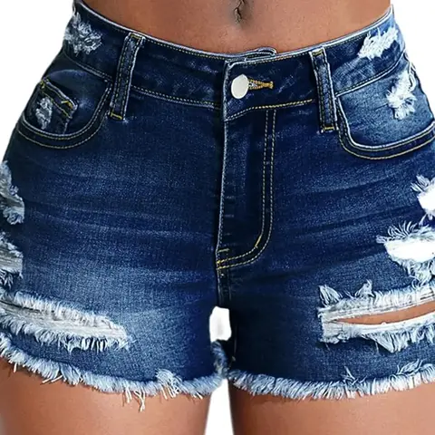 Women's Distressed Hem Ripped Denim Shorts, Lightweight Casual Fashion Shorts for Daily Wear, Ladies Bottoms for Summer