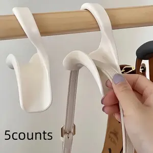 5 Plastic Closet Hooks, Durable Handbag Hangers, Foldable Purse Hook, Smooth Surface, Perfect for Organizing Accessories & Bags