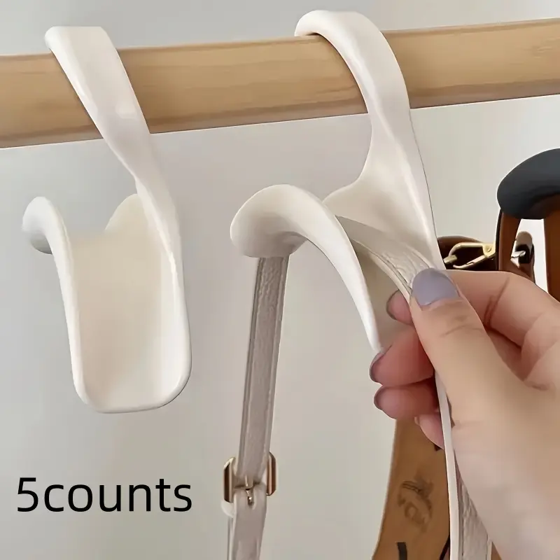 5 Plastic Closet Hooks, Durable Handbag Hangers, Foldable Purse Hook, Smooth Surface, Perfect for Organizing Accessories & Bags, Bag Holder, Bag Accessory