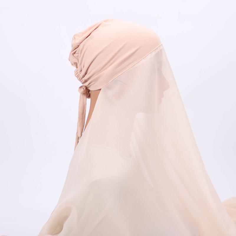 RIMAIRE Women jersey hijab with Inner Cap Sets Premium Chiffon Hijab Muslim Breathable Under Caps Headscarves instant hijab  with  cap Sheerhijabs Tudung