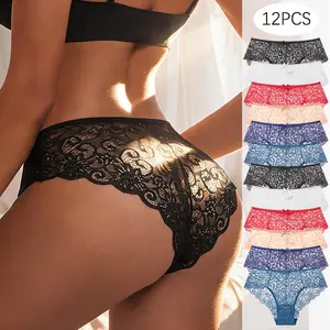Women's Basic 12-Piece Lace Triangle Panties Set