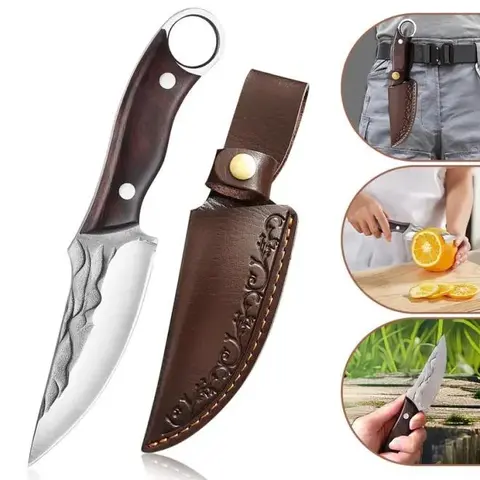 Viking Thick Stainless Steel Chef Knife - Japanese Cooking Knife, Kitchen Meatknife, Multi-Use Camping Outdoor Kitchen Tool with Sheath, Ideal for Meat Cleaving & Butchering