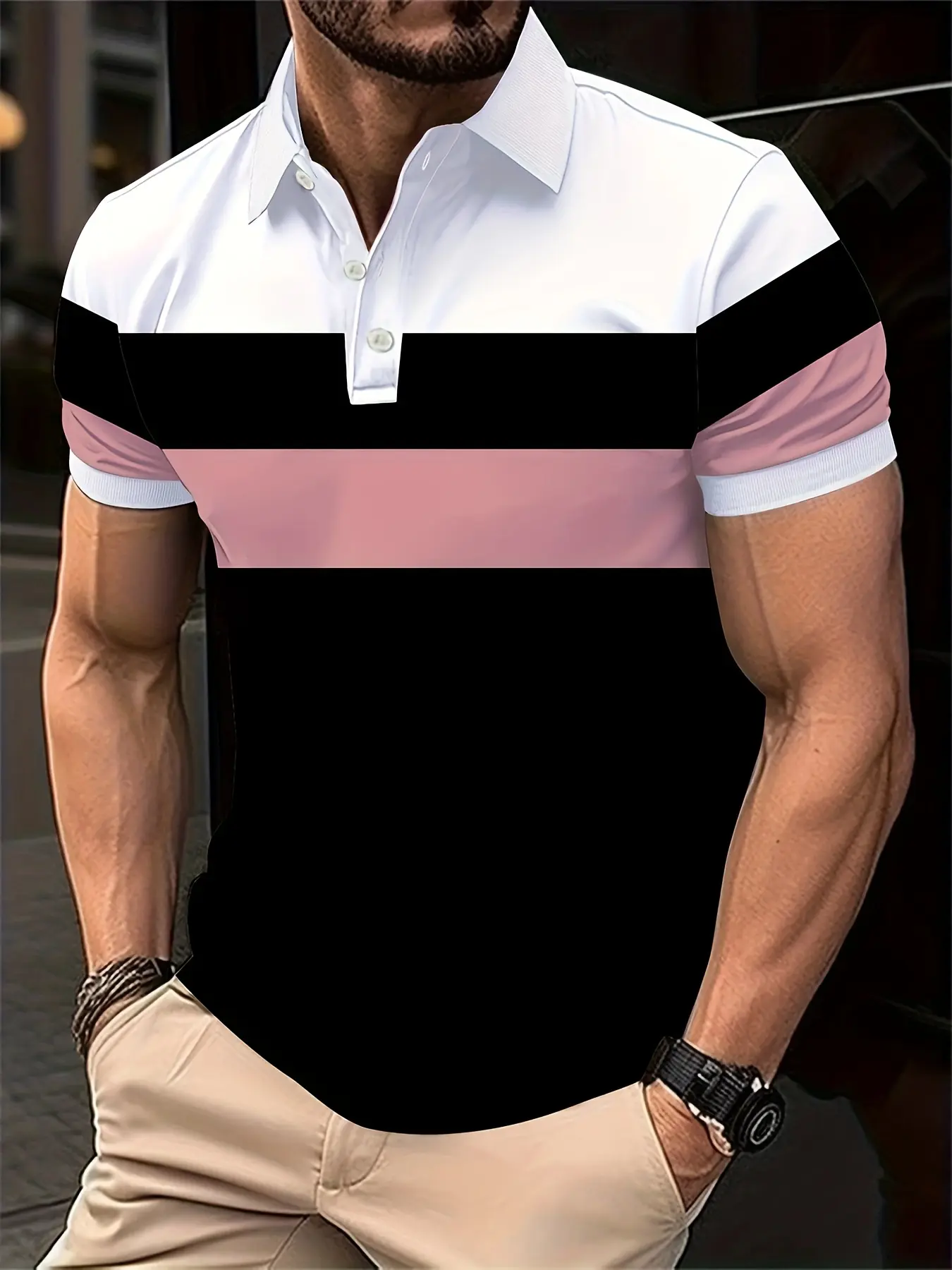 Lightweight Summer Men'S Stylish Casual Muscle Slim Polo Shirt with a Breathable Collar, Comfortable Short Sleeves, Suitable for Golf, Tennis, And Outdoor Activities, Breathable Polo Shirts, Breathable Top