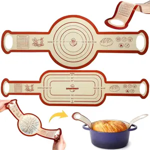 Sourdough  Bread Sling for Dutch Oven, 2 count Non-Stick  Baking Mat with Long Handles, Essentials Bread Making Supplies for Dough Transfer and Loaf Pan Lifter Liner, Set Of Oval & Round