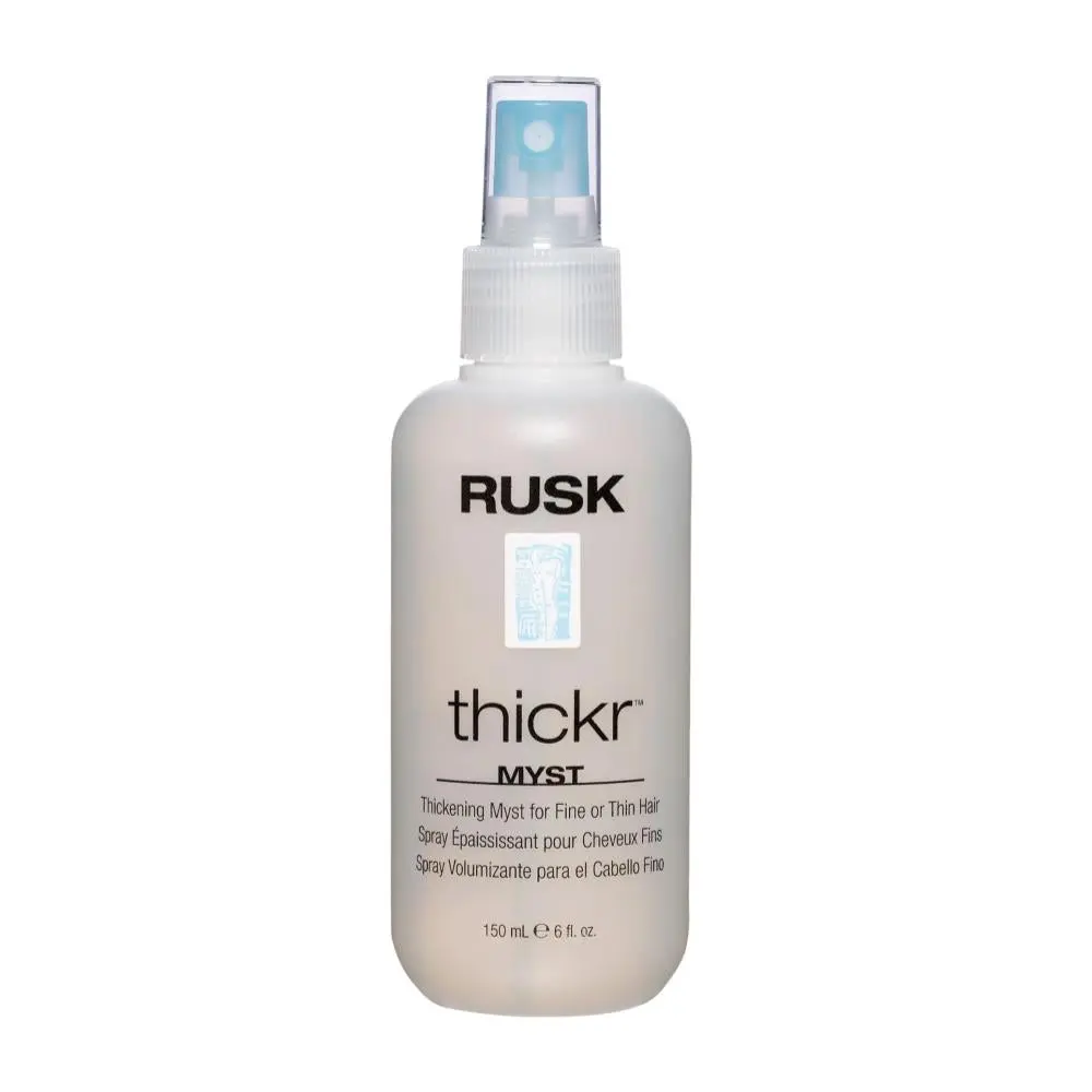RUSK Thickr Thickening Mist, Moisturizing & Volumizing Haircare for Fine, Limp Hair, Strand Repair with Hydrolyzed Wheat Protein, with Benzophenone-4 & Dimethicone PEG-8 Meadowfoamate, 6 oz