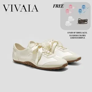 VIVAIA Square-Toe Satin Jogger Sneakerina, Wide Feet Friendly Ballerina Sneakers, Satin Ballet Flats with Stable Bubble Sole, Lightweight 0.3" Walking Sneaker Shoes, Satin Ballet Sneakers, Tennis shoes, Retro Chic Sneaker-Flat Hybrid (Carol), SpringFresh