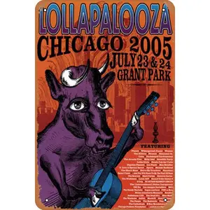 Lollapalooza - 2005 poster print Chicago Retro Metal Tin Vintage Sign 12X8 Inch Wall Decor