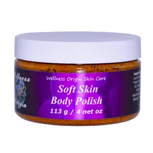 Wellness Origin Soft Skin Body Polish 4 oz - Gentle Exfoliation with Walnut Shell Powder & Organic Aloe Leaf Juice for Radiant Skin Care