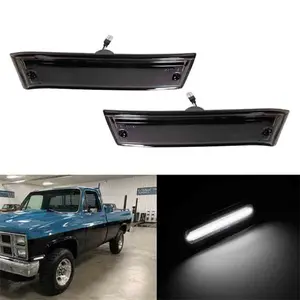 2PCS Smoke Lens White LED Side Marker Lamp For Chevrolet C10 C20 C30 GMC C1500 C2500 1981 1982 1983 1984 1985 1986 1987 1988 1989 19901991 Replace OEM GM2550115, GM2551107