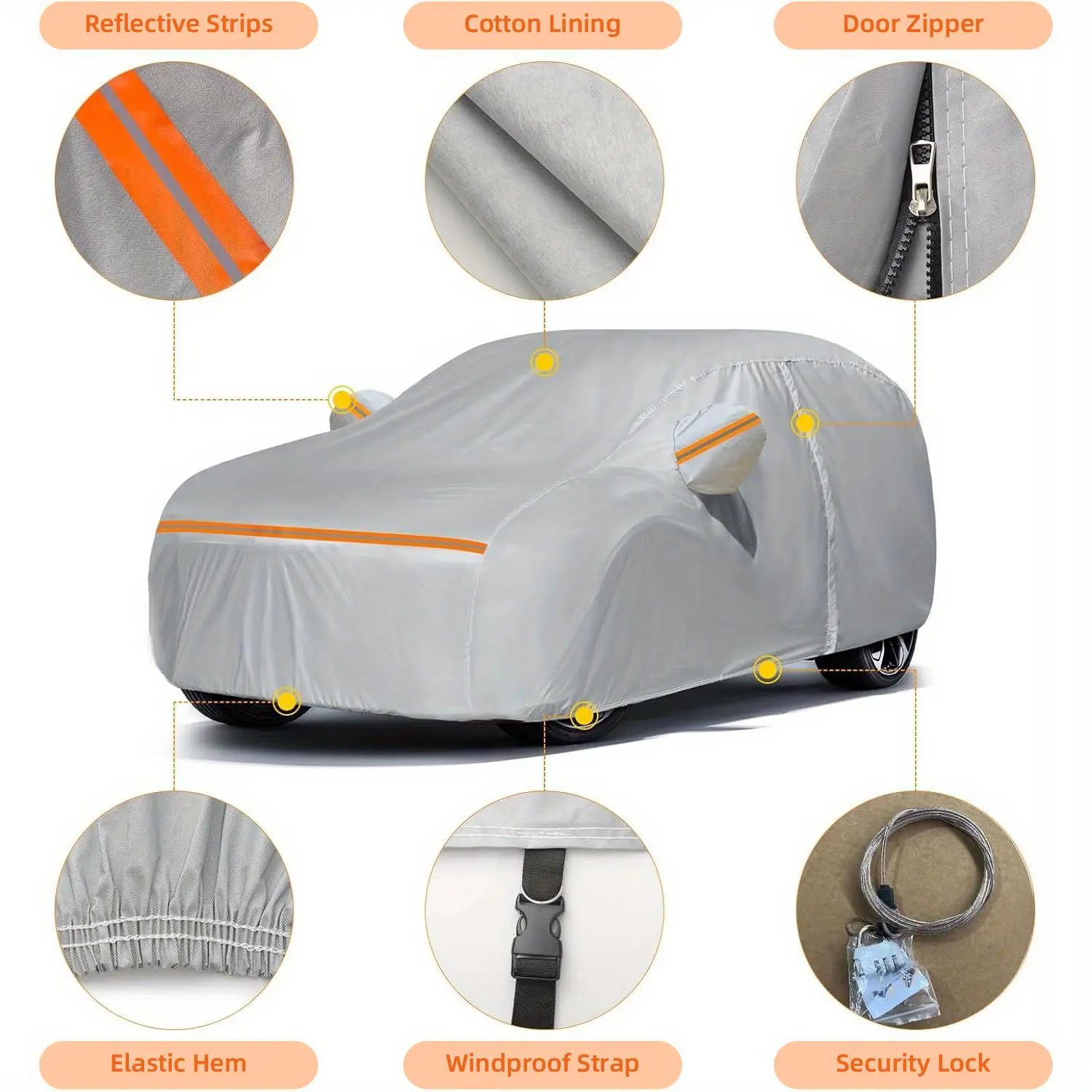 Universal Waterproof Car Cover with Door Zipper for Sedan & SUV, Easy Installation, UV Protection, Dustproof, Scratch-Resistant, Ideal for All-Weather Use & Garage Parking, Rain Car Covers & Shelters