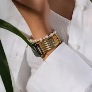 Premium Stainless Steel Band for Apple Watch | Gold, Silver, or Rose Gold Metal Strap with Quick Adjustment Tool