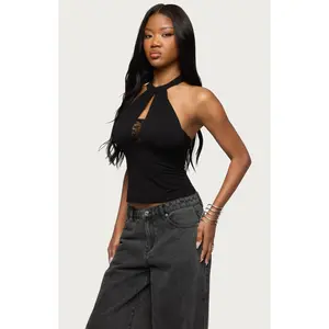 Edikted Women's Lielle Lacey Layered Halter Top